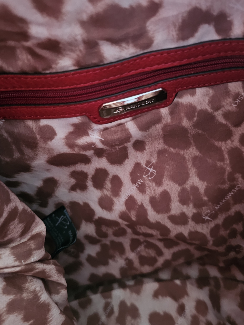 b. makowsky Red Leather Fringe Hobo Shoulder Bag - Picture 3 of 15